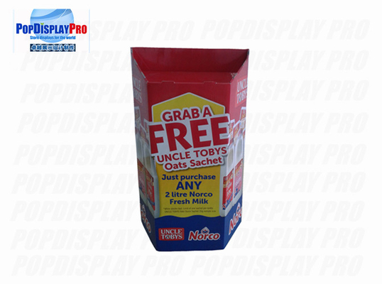 Temporary Cardboard Dump Bins Flat Pakced For Fresh Milk Uncle Tobys